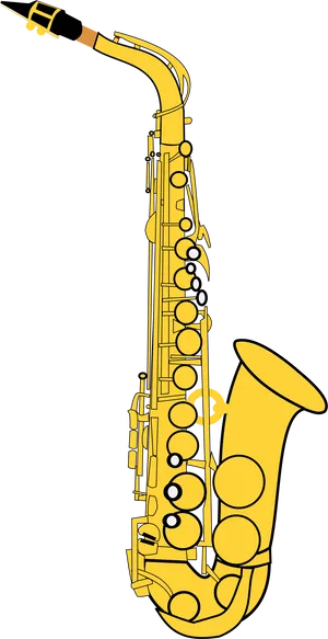 Golden_ Saxophone_ Vector_ Art PNG Image