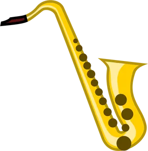 Golden Saxophone Vector Illustration PNG Image