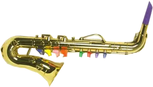 Golden Saxophonewith Colorful Keys PNG Image