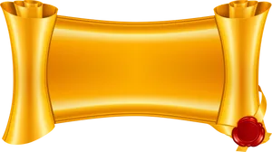 Golden Scroll Bannerwith Seal PNG Image