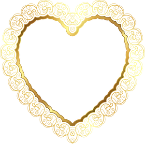 Golden Scrollwork Heart Outline PNG Image