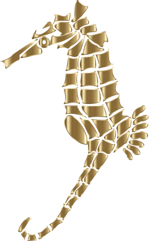 Golden Seahorse Sculpture PNG Image