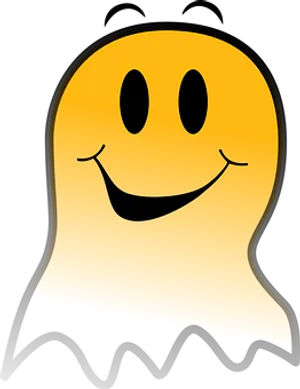 Golden Smiley Ghost Graphic PNG Image