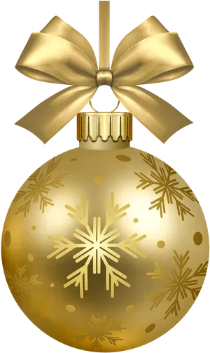 Golden Snowflake Christmas Ornament PNG Image