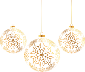 Golden Snowflake Christmas Ornaments PNG Image