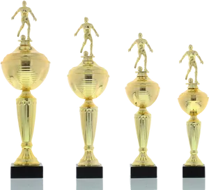 Golden Soccer Trophies PNG Image