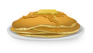 Golden Stack Pancakeswith Syrupand Butter PNG Image