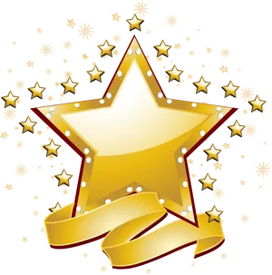 Golden Star Award Illustration PNG Image