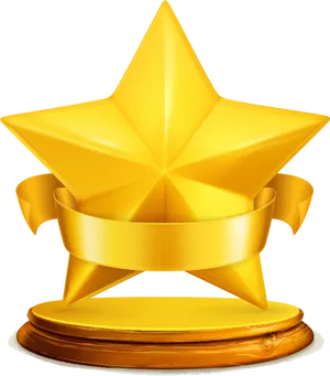 Golden Star Award Trophy PNG Image