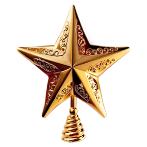 Golden Star Christmas Tree Topper Png 06262024 PNG Image