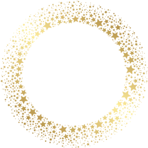 Golden Star Circle Frame PNG Image