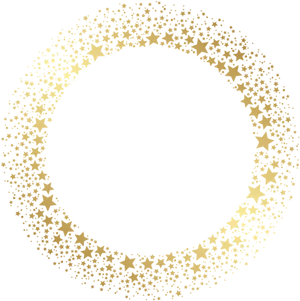 Golden Star Circle Frame PNG Image