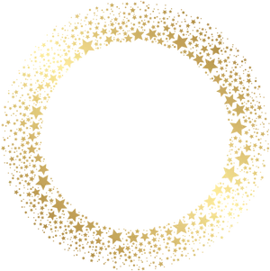 Golden Star Circle Frame PNG Image