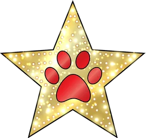Golden Star Paw Print PNG