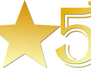 Golden Starand Number Five Graphic PNG Image