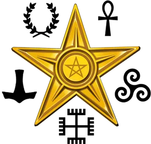 Golden Starand Symbols Graphic PNG Image