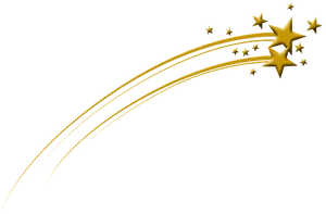 Golden Stars Shooting Across Black Background PNG