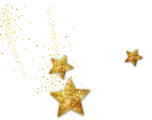 Golden Stars Sparklingon Black Background PNG Image