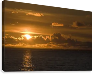 Golden Sunset Over Ocean PNG Image