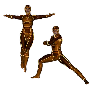 Golden_ Superhero_ Duo_ Poses PNG Image