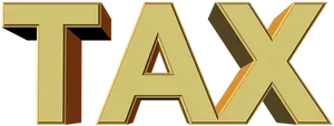 Golden T A X Letters3 D Rendering PNG Image