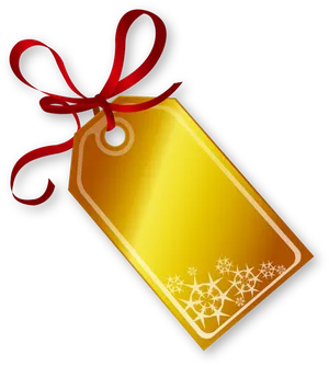 Golden Tagwith Red Ribbon PNG Image