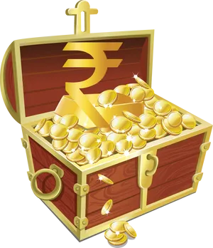 Golden Treasure Chest Fullof Coins PNG Image