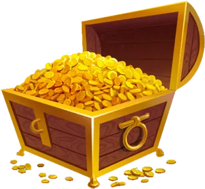 Golden Treasure Chest Fullof Coins.png PNG Image