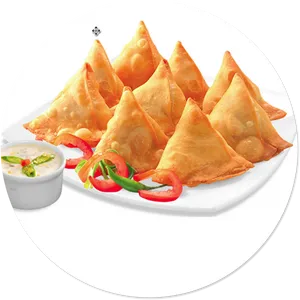 Golden Triangle Samosaswith Chutney PNG Image