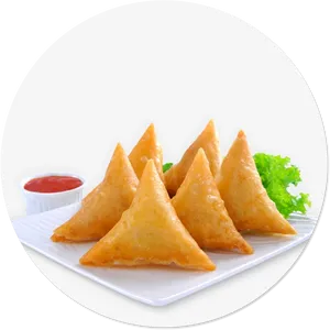 Golden Triangle Samosaswith Dipping Sauce PNG Image