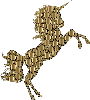 Golden Unicorn Mosaic PNG Image