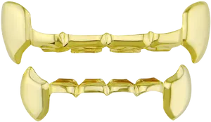 Golden Vampire Fangs Prop PNG Image