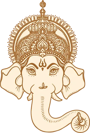 Golden Vinayagar Artwork PNG Image