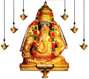 Golden Vinayagar Statue PNG Image