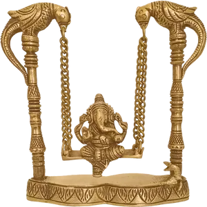 Golden Vinayagar Swing Statue PNG Image