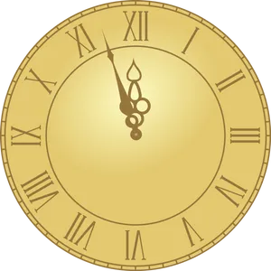 Golden Vintage Clock Face PNG Image