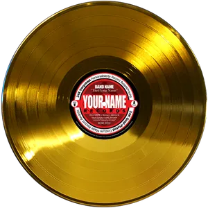 Golden Vinyl Record Custom Label PNG Image