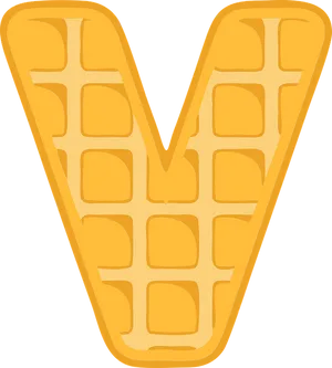 Golden Waffle Letter V PNG Image