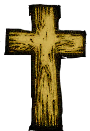 Golden Wood Grain Cross PNG Image