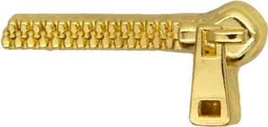 Golden Zipper Sliderand Teeth PNG Image