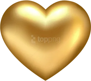 Golden3 D Heart Graphic PNG Image