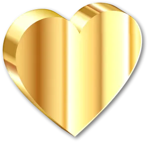 Golden3 D Heart Icon PNG Image