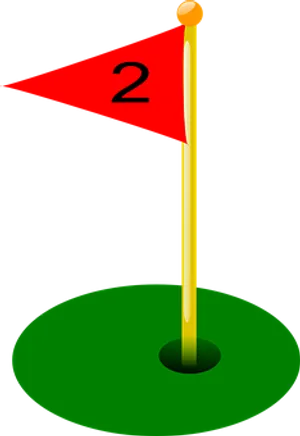 Golf Hole Number2 Flagstick PNG Image