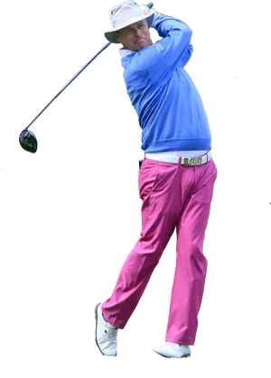 Golfer Mid Swing Action PNG Image