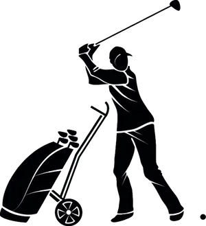 Golfer Silhouette Swinging Club PNG Image