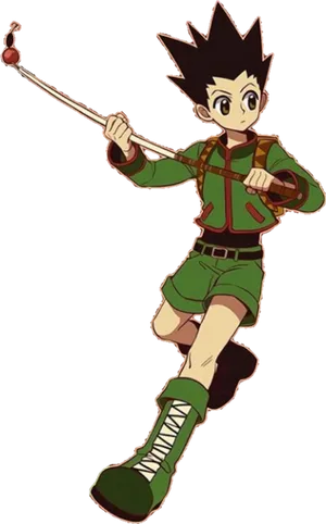 Gon Fishing Rod Action Pose PNG Image