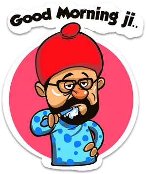 Good Morning Ji Cartoon Character PNG Image