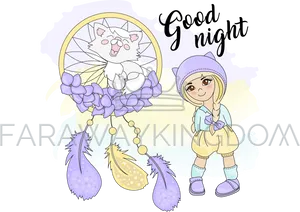 Good Night Wisheswith Cute Characters PNG Image