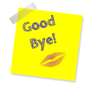 Goodbye Notewith Kiss Mark PNG Image