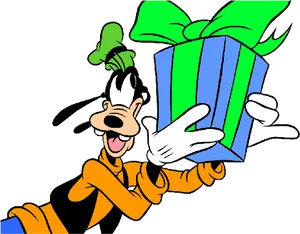 Goofy Holding Gift Box PNG Image